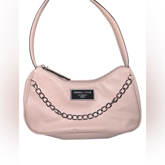 Kendall & Kylie Pink Crescent Shoulder Bag with Chain Detail - Picture 3 of 4